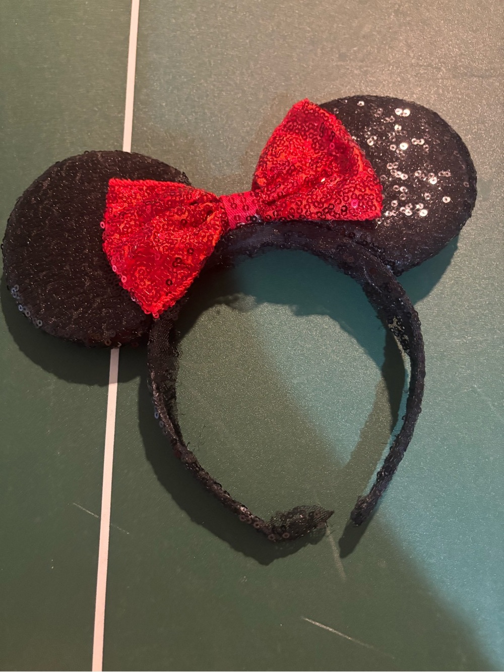 Disney Minnie Mouse Black & Red Sequin Ears Headband